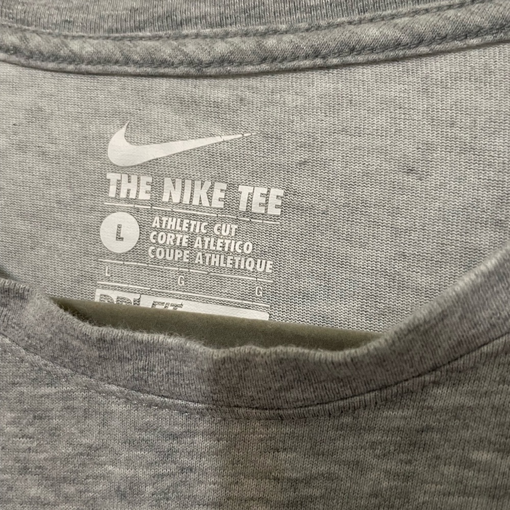 The Nike Tee Dri Fit Athletic Cut Short sleeve Gray Classic T Shirt swoosh Logo - Picture 3 of 5